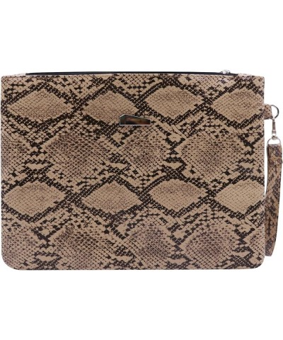 Womens' Oversized Clutch Bag Purse, Snake Skin Envelope Bag Evening Handbags with Strap, Wristlet Wallet Brown $9.61 Evening ...