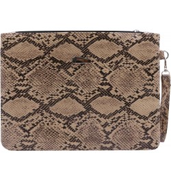 Womens' Oversized Clutch Bag Purse, Snake Skin Envelope Bag Evening Handbags with Strap, Wristlet Wallet Brown $9.61 Evening ...