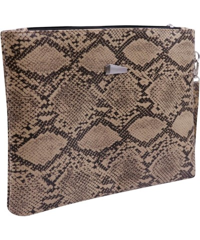 Womens' Oversized Clutch Bag Purse, Snake Skin Envelope Bag Evening Handbags with Strap, Wristlet Wallet Brown $9.61 Evening ...