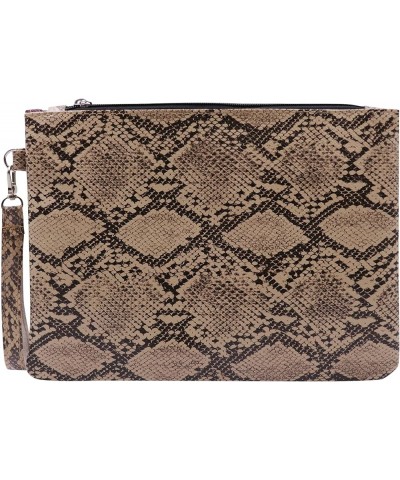 Womens' Oversized Clutch Bag Purse, Snake Skin Envelope Bag Evening Handbags with Strap, Wristlet Wallet Brown $9.61 Evening ...