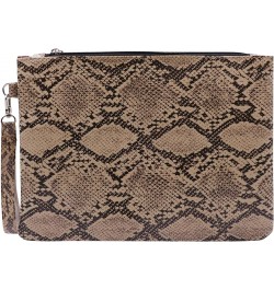 Womens' Oversized Clutch Bag Purse, Snake Skin Envelope Bag Evening Handbags with Strap, Wristlet Wallet Brown $9.61 Evening ...