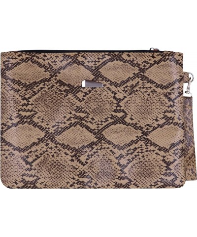 Womens' Oversized Clutch Bag Purse, Snake Skin Envelope Bag Evening Handbags with Strap, Wristlet Wallet Brown $9.61 Evening ...