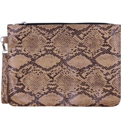 Womens' Oversized Clutch Bag Purse, Snake Skin Envelope Bag Evening Handbags with Strap, Wristlet Wallet Brown $9.61 Evening ...