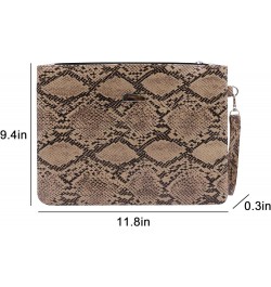 Womens' Oversized Clutch Bag Purse, Snake Skin Envelope Bag Evening Handbags with Strap, Wristlet Wallet Brown $9.61 Evening ...