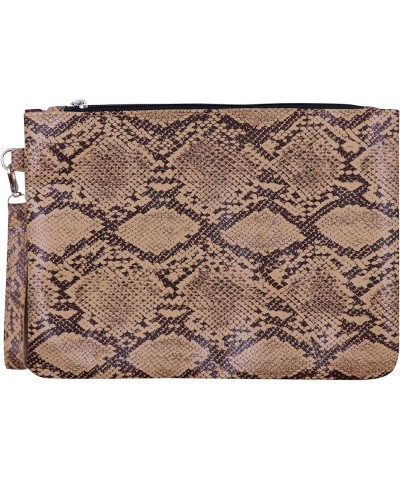 Womens' Oversized Clutch Bag Purse, Snake Skin Envelope Bag Evening Handbags with Strap, Wristlet Wallet Brown $9.61 Evening ...