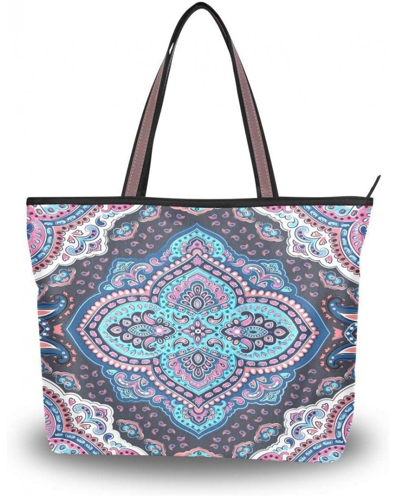 Woman Tote Bag Bohemian Mandala Aztec Shoulder Handbag for Work Travel Business Beach Shopping $11.89 Shoulder Bags