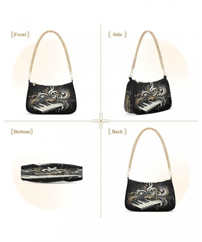 Shoulder Bags for Women Music Notes Piano Hobo Tote Handbag Small Clutch Purse with Zipper Closure Multi11 $16.11 Shoulder Bags