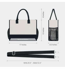 Personalized Initial Tote Bag with 5 Pockets, Top Zipper Closure, Birthday Gift Set for Women, Mom, Teachers Black & White Le...