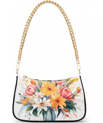 Shoulder Bags for Women Bouquet Of Flowers in A Vase Hobo Tote Handbag Small Clutch Purse with Zipper Closure $18.28 Shoulder...