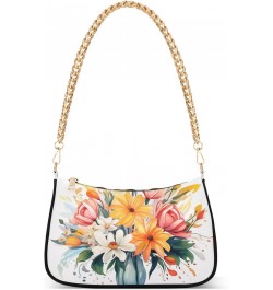 Shoulder Bags for Women Bouquet Of Flowers in A Vase Hobo Tote Handbag Small Clutch Purse with Zipper Closure $18.28 Shoulder...