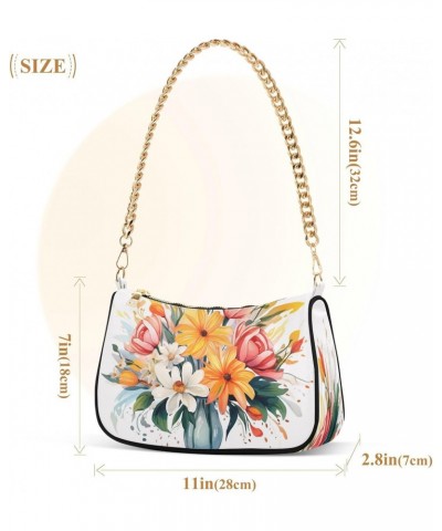 Shoulder Bags for Women Bouquet Of Flowers in A Vase Hobo Tote Handbag Small Clutch Purse with Zipper Closure $18.28 Shoulder...