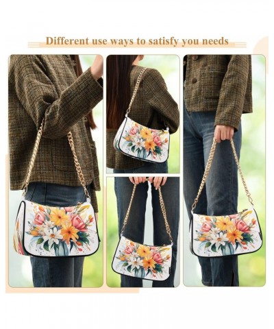 Shoulder Bags for Women Bouquet Of Flowers in A Vase Hobo Tote Handbag Small Clutch Purse with Zipper Closure $18.28 Shoulder...