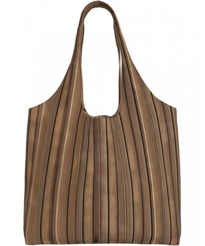 Solid Wood Pattern Extra Large Capacity Shoulder Canvas Bag For Shopping Travel Daily Use $14.80 Totes