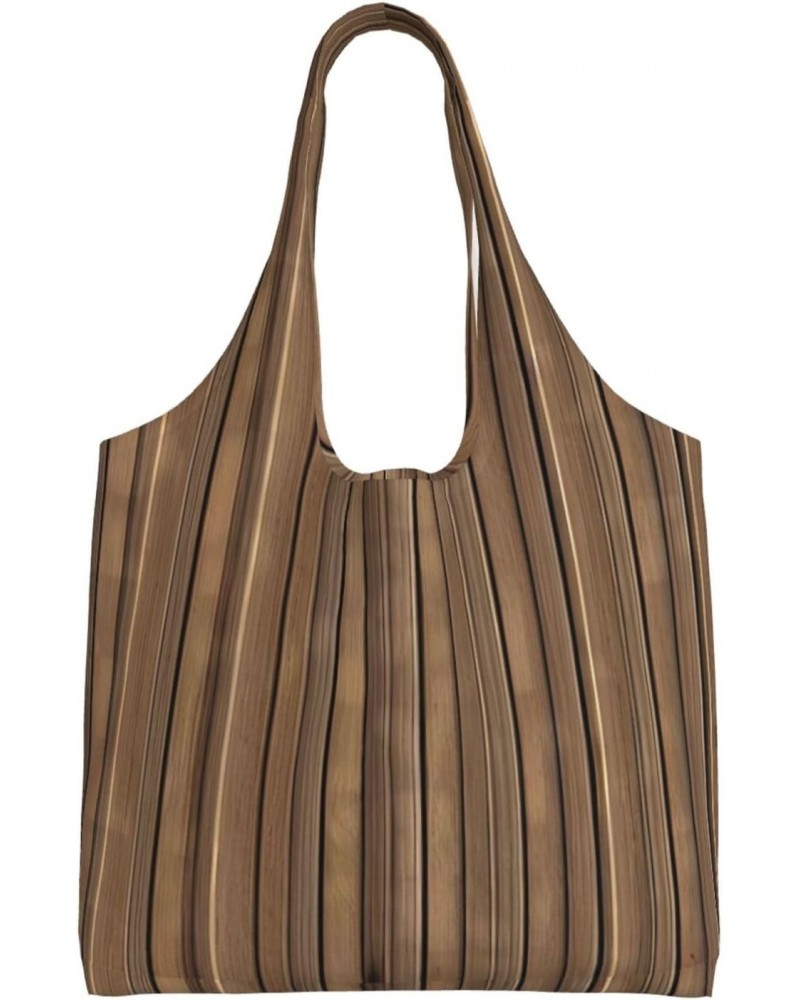 Solid Wood Pattern Extra Large Capacity Shoulder Canvas Bag For Shopping Travel Daily Use $14.80 Totes