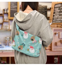 Christmas Deer Santa Furry Tote Bag for Women Crossbody Bag Shoulder Handbag Cute Plush Bag with Zipper for Shopping $11.96 T...