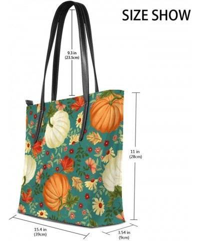 Tote Handbag Women PU Leather Fashion Zipper Shoulder Bag Large Capacity Pumpkin Background $18.86 Totes