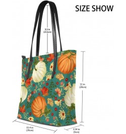 Tote Handbag Women PU Leather Fashion Zipper Shoulder Bag Large Capacity Pumpkin Background $18.86 Totes