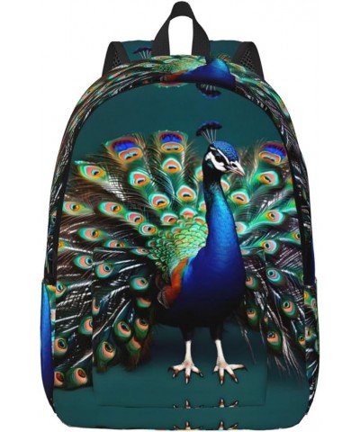 Beautiful Peacock Print Unisex Canvas Bag Canvas Shoulder Pouch Pack Lightweight Backpack For Woman Lady Black Small $18.92 B...