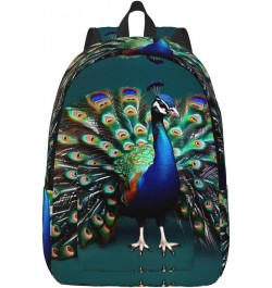 Beautiful Peacock Print Unisex Canvas Bag Canvas Shoulder Pouch Pack Lightweight Backpack For Woman Lady Black Small $18.92 B...