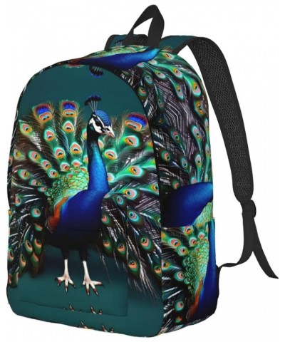 Beautiful Peacock Print Unisex Canvas Bag Canvas Shoulder Pouch Pack Lightweight Backpack For Woman Lady Black Small $18.92 B...