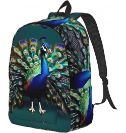 Beautiful Peacock Print Unisex Canvas Bag Canvas Shoulder Pouch Pack Lightweight Backpack For Woman Lady Black Small $18.92 B...