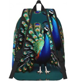 Beautiful Peacock Print Unisex Canvas Bag Canvas Shoulder Pouch Pack Lightweight Backpack For Woman Lady Black Small $18.92 B...