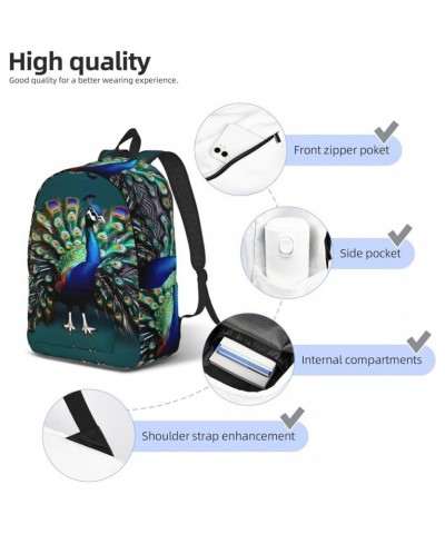 Beautiful Peacock Print Unisex Canvas Bag Canvas Shoulder Pouch Pack Lightweight Backpack For Woman Lady Black Small $18.92 B...