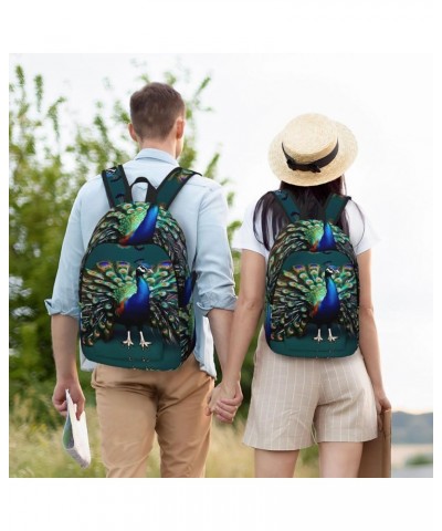 Beautiful Peacock Print Unisex Canvas Bag Canvas Shoulder Pouch Pack Lightweight Backpack For Woman Lady Black Small $18.92 B...