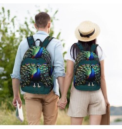 Beautiful Peacock Print Unisex Canvas Bag Canvas Shoulder Pouch Pack Lightweight Backpack For Woman Lady Black Small $18.92 B...