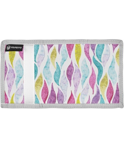 Watercolor Colorful Waves Trifold Wallet Fabric Wallet Small Nylon Wallet Card Wallet with Lanyard $10.19 Wallets