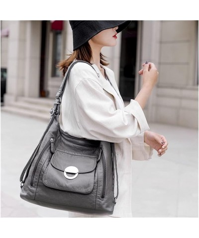 Luxury Designer Handbags for Women Shoulder Bag Large Capacity Soft Leather Handbag Double Zipper Bag (Color : Black, Size : ...