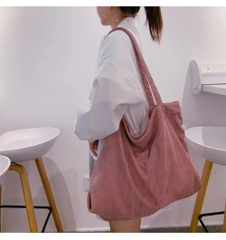 Corduroy Totes Bags for Women 2023 Girls Handbags Zipper Thickened Large Capacity Winter Shoulder Bags (Ivory) Pink $25.89 Totes