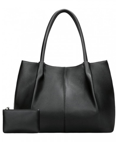 Tote Bag for Women Vegan Leather Shoulder Purse Large Capacity Travel Bag Black $18.47 Totes