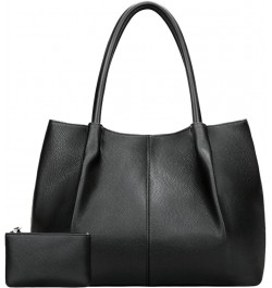 Tote Bag for Women Vegan Leather Shoulder Purse Large Capacity Travel Bag Black $18.47 Totes