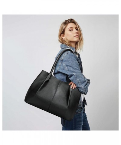 Tote Bag for Women Vegan Leather Shoulder Purse Large Capacity Travel Bag Black $18.47 Totes