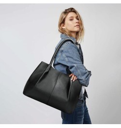 Tote Bag for Women Vegan Leather Shoulder Purse Large Capacity Travel Bag Black $18.47 Totes