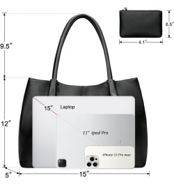 Tote Bag for Women Vegan Leather Shoulder Purse Large Capacity Travel Bag Black $18.47 Totes