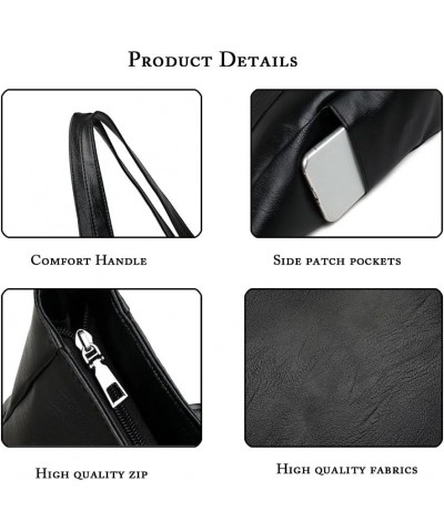 Large Capacity Work Tote Bags for Women's Leather Big Purses and handbags ladies Waterproof Big Shoulder commuter Bag 01-blac...