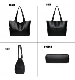 Large Capacity Work Tote Bags for Women's Leather Big Purses and handbags ladies Waterproof Big Shoulder commuter Bag 01-blac...