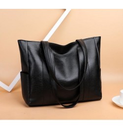 Large Capacity Work Tote Bags for Women's Leather Big Purses and handbags ladies Waterproof Big Shoulder commuter Bag 01-blac...