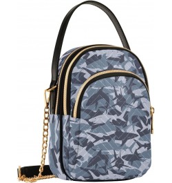 Sharks Camo Small Crossbody Handbag for Women Mini Over Shoulder Purse with Three Zippered Pockets Durable Travel Purse for C...