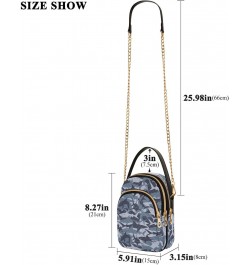 Sharks Camo Small Crossbody Handbag for Women Mini Over Shoulder Purse with Three Zippered Pockets Durable Travel Purse for C...