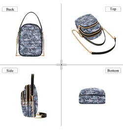 Sharks Camo Small Crossbody Handbag for Women Mini Over Shoulder Purse with Three Zippered Pockets Durable Travel Purse for C...