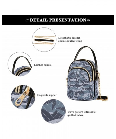 Sharks Camo Small Crossbody Handbag for Women Mini Over Shoulder Purse with Three Zippered Pockets Durable Travel Purse for C...