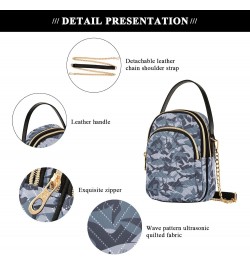 Sharks Camo Small Crossbody Handbag for Women Mini Over Shoulder Purse with Three Zippered Pockets Durable Travel Purse for C...