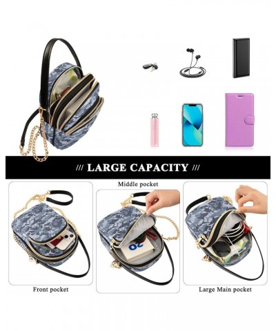 Sharks Camo Small Crossbody Handbag for Women Mini Over Shoulder Purse with Three Zippered Pockets Durable Travel Purse for C...