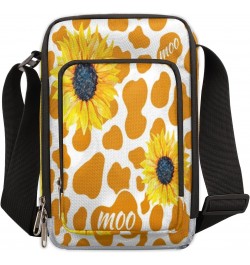 Yellow Cow Print Crossbody Bags Trendy Cross Body Phone Wallet Shoulder Bag Sunflower Cow Sling Bags Small Travel Crossbody B...