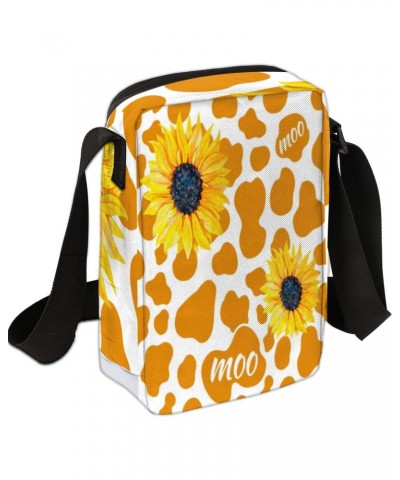 Yellow Cow Print Crossbody Bags Trendy Cross Body Phone Wallet Shoulder Bag Sunflower Cow Sling Bags Small Travel Crossbody B...