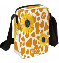 Yellow Cow Print Crossbody Bags Trendy Cross Body Phone Wallet Shoulder Bag Sunflower Cow Sling Bags Small Travel Crossbody B...