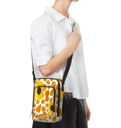 Yellow Cow Print Crossbody Bags Trendy Cross Body Phone Wallet Shoulder Bag Sunflower Cow Sling Bags Small Travel Crossbody B...